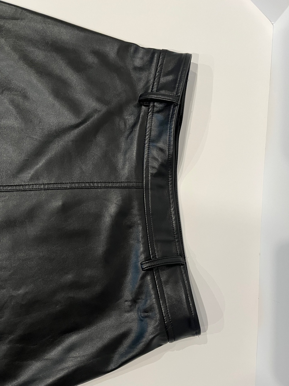 Nicole Miller Black Faux Leather Vegan Leather A Line Midi Skirt 10 NWT - Picture 4 of 8